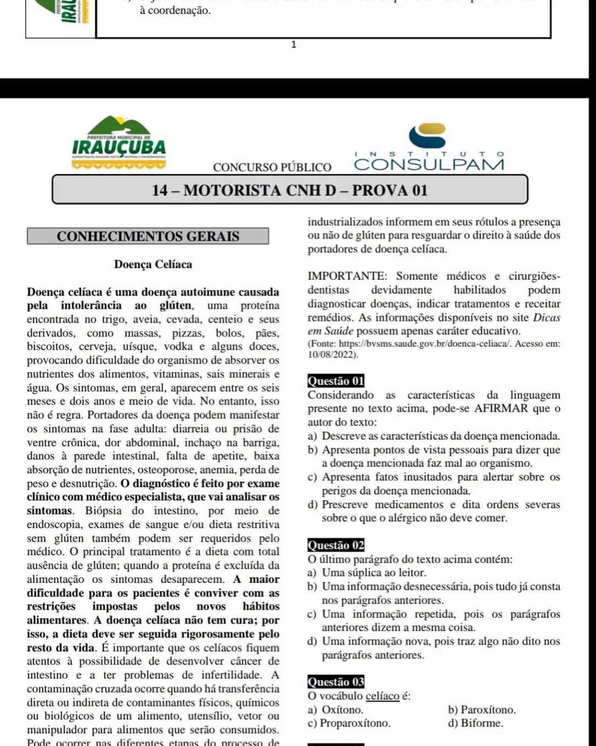 Banca Consulpam Usa A Mesma Prova Em Bodocó PE E Irauçuba CE E Tumultua ...